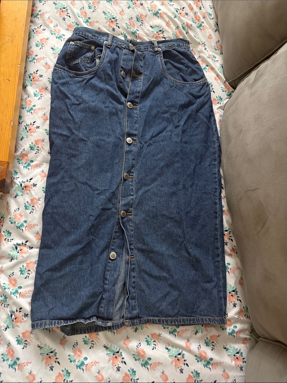 bill blass Blue Denim Elastic-Waist Skirt